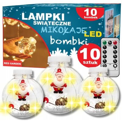 Inny producent Lampki Bombki Świąteczne Led Kule Z Mikołajem Na Usb Choinkowe 10 Sztuk Inny producent Lampki Bombki Świąteczne Led Kule Z Mikołajem Na Usb Choinkowe 10 Sztuk