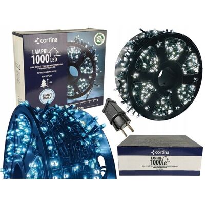 CORTINA LAMPKI CHOINKOWE 1000 LED FUNKCJE TRYBY ŚWIECENIA BIAŁE IP44 CHOINKA ZIMNA CORTINA LAMPKI CHOINKOWE 1000 LED FUNKCJE TRYBY ŚWIECENIA BIAŁE IP44 CHOINKA ZIMNA
