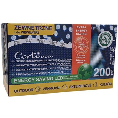 CORTINA Lampki Choinkowe 200 Led Wewnętrzne + Gniazdo + Timer CORTINA Lampki Choinkowe 200 Led Wewnętrzne + Gniazdo + Timer