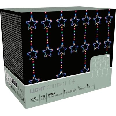 Koopman LAMPKI CHOINKOWE KURTYNA ŚWIETLNA 200x200 CM 415LED GWIAZDKI MULTIKOLOR Koopman LAMPKI CHOINKOWE KURTYNA ŚWIETLNA 200x200 CM 415LED GWIAZDKI MULTIKOLOR