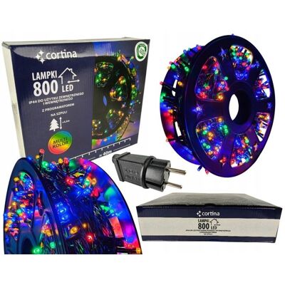 CORTINA Lampki Choinkowe Na Szpuli 800 Led Programator Zewnętrzne Multi 41,5m Ip44 CORTINA Lampki Choinkowe Na Szpuli 800 Led Programator Zewnętrzne Multi 41,5m Ip44