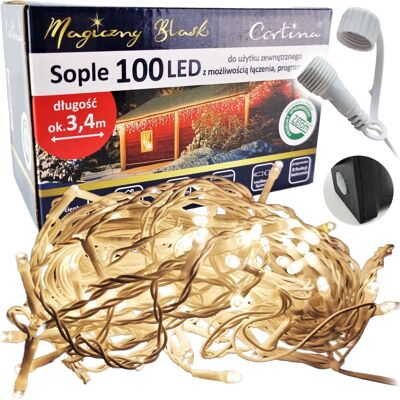 CORTINA Lampki Choinkowe Sople 100 Led Wew/Zew Programator CORTINA Lampki Choinkowe Sople 100 Led Wew/Zew Programator