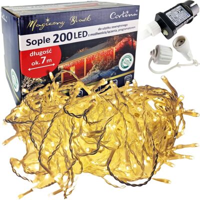 CORTINA LAMPKI CHOINKOWE SOPLE 200 LED WEWNĘTRZNE ZEWNĘTRZNE ŚWIATEŁKA ŚWIĄTECZNE CORTINA LAMPKI CHOINKOWE SOPLE 200 LED WEWNĘTRZNE ZEWNĘTRZNE ŚWIATEŁKA ŚWIĄTECZNE