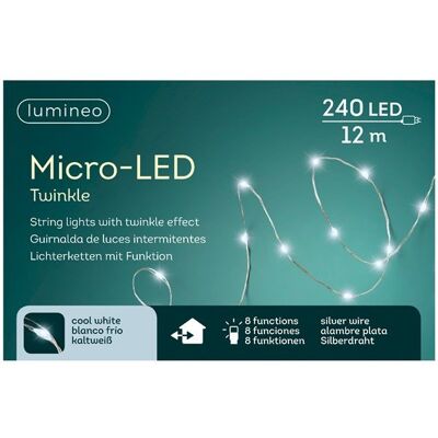 ABC Lampki Micro Migające 240 Led Zew/wew Zimny Biały 12m ABC Lampki Micro Migające 240 Led Zew/wew Zimny Biały 12m