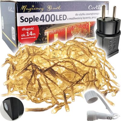 CORTINA Lampki Sople 400led Wew/zew 8 Funkcji Wiszące 14m CORTINA Lampki Sople 400led Wew/zew 8 Funkcji Wiszące 14m