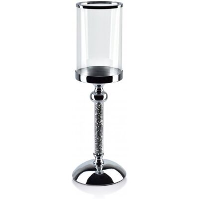 Mondex Luksusowy świecznik srebrny Chantal 37,5x12 cm HTRD6886 do dekoracji Mondex Luksusowy świecznik srebrny Chantal 37,5x12 cm HTRD6886 do dekoracji