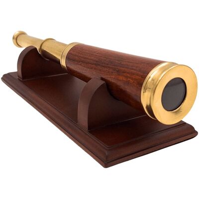 GiftDeco Luneta mosiężno-drewniana na podstawie - dekoracja retro vintage GiftDeco Luneta mosiężno-drewniana na podstawie - dekoracja retro vintage