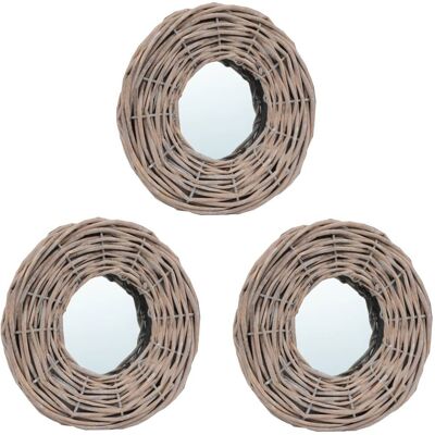 Lustra wiklinowe VIDAXL, 15 cm, 3 szt. Lustra wiklinowe VIDAXL, 15 cm, 3 szt.