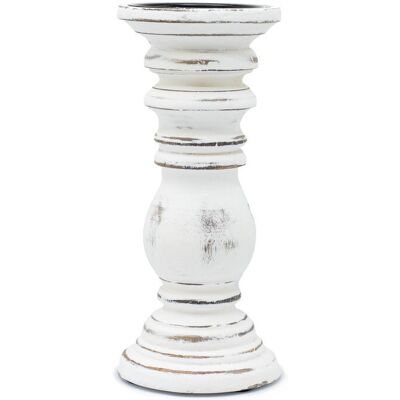 ANCIENT WISDOM Mały Klasyczny Świecznik - Whitewash 23X10 Cm, Drewniany Biały Świecznik, Z Drewna Mango ANCIENT WISDOM Mały Klasyczny Świecznik - Whitewash 23X10 Cm, Drewniany Biały Świecznik, Z Drewna Mango