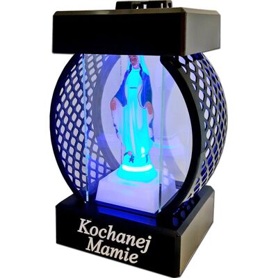 ILUMINI Mama Mamie Sr Znicz Lampion Koło Rtn Gładki Czarny+Figurka Led ILUMINI Mama Mamie Sr Znicz Lampion Koło Rtn Gładki Czarny+Figurka Led