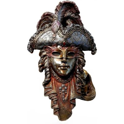 Veronese Maska Wenecka Twarz Mężczyzny W Kapeluszu Dekoracja Na Ścianę 32 Cm Veronese Maska Wenecka Twarz Mężczyzny W Kapeluszu Dekoracja Na Ścianę 32 Cm