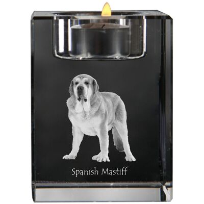 Mastif hiszpański - świecznik ze zdjęciem psa, kryształowa podstawka na tealight, personalizowany prezent marki Art-Dog Mastif hiszpański - świecznik ze zdjęciem psa, kryształowa podstawka na tealight, personalizowany prezent marki Art-Dog