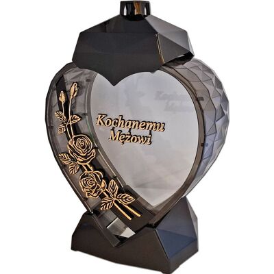 ILUMINI Mąż Mężowi Znicz Znicze Lampion Serce D Czarny Róża Sentencja Złoto ILUMINI Mąż Mężowi Znicz Znicze Lampion Serce D Czarny Róża Sentencja Złoto