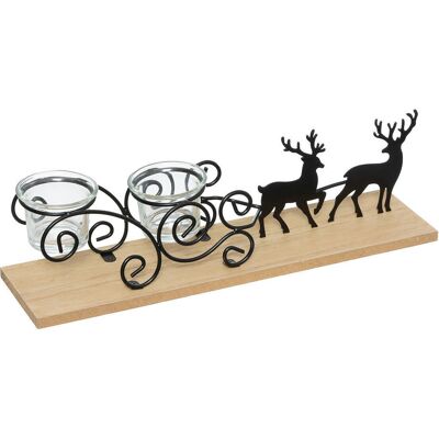 JJA SAS Metalowy świecznik na tealight, renifery, 45 cm JJA SAS Metalowy świecznik na tealight, renifery, 45 cm