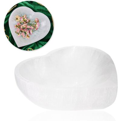 ANCIENT WISDOM Miseczka Serce z Selenitu Podstawka Biała Dekoracja na Prezent Miłość 15 cm ANCIENT WISDOM Miseczka Serce z Selenitu Podstawka Biała Dekoracja na Prezent Miłość 15 cm