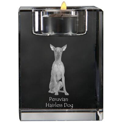 Nagi pies peruwiański, Bezwłosy pies Inków - świecznik ze zdjęciem psa, kryształowa podstawka na tealight, personalizowany prezent marki Art-Dog Nagi pies peruwiański, Bezwłosy pies Inków - świecznik ze zdjęciem psa, kryształowa podstawka na tealight, personalizowany prezent marki Art-Dog