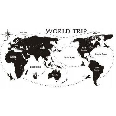 Naklejkolandia Naklejka na ścianę Mapa śwata 3, 120x60cm wybór koloru - World trip Naklejkolandia Naklejka na ścianę Mapa śwata 3, 120x60cm wybór koloru - World trip