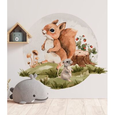 Fotobloki & Decor Naklejka na ścianę wiewiórka w kółku XL, Fotobloki&decor,; NKF013 Fotobloki & Decor Naklejka na ścianę wiewiórka w kółku XL, Fotobloki&decor,; NKF013