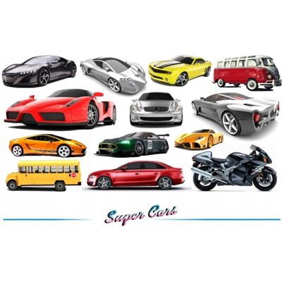Naklejkolandia Naklejki na ścianę auta samochody - Super Cars 2, 100x50 cm Naklejkolandia Naklejki na ścianę auta samochody - Super Cars 2, 100x50 cm