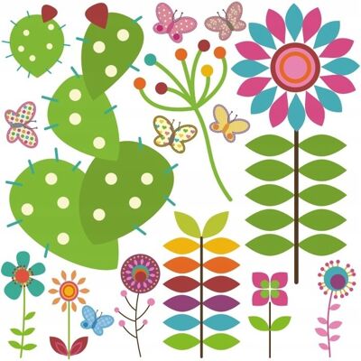 Naklejkolandia Naklejki na ścianę dla dzieci mat Kwiatki 10, 100x100 cm Naklejkolandia Naklejki na ścianę dla dzieci mat Kwiatki 10, 100x100 cm