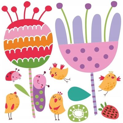 Naklejkolandia Naklejki na ścianę dla dzieci mat Kwiatki 11, 100x100 cm Naklejkolandia Naklejki na ścianę dla dzieci mat Kwiatki 11, 100x100 cm