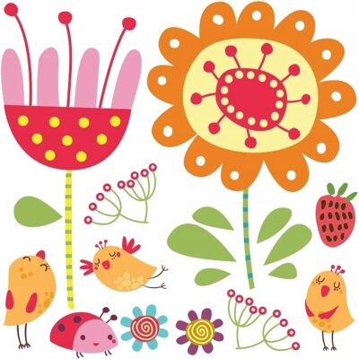 Naklejkolandia Naklejki na ścianę dla dzieci mat Kwiatki 12, 100x100 cm Naklejkolandia Naklejki na ścianę dla dzieci mat Kwiatki 12, 100x100 cm