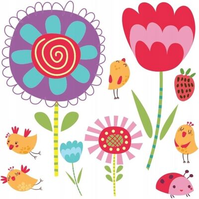 Naklejkolandia Naklejki na ścianę dla dzieci mat Kwiatki 13, 100x100 cm Naklejkolandia Naklejki na ścianę dla dzieci mat Kwiatki 13, 100x100 cm