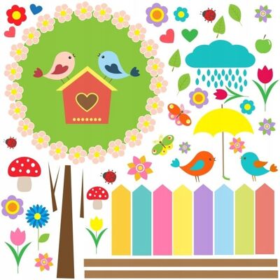 Naklejkolandia Naklejki na ścianę dla dzieci mat Ptaszki 1, 100x100 cm Naklejkolandia Naklejki na ścianę dla dzieci mat Ptaszki 1, 100x100 cm