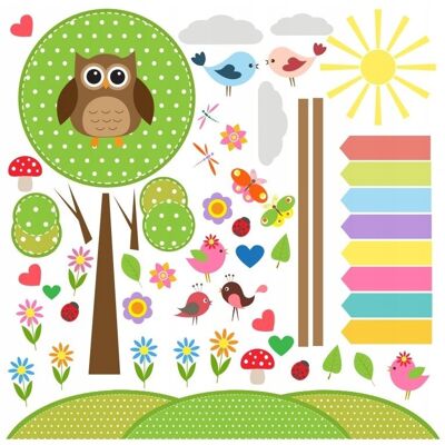 Naklejkolandia Naklejki na ścianę dla dzieci mat Sowy, Sówki 5, 100x100 cm Naklejkolandia Naklejki na ścianę dla dzieci mat Sowy, Sówki 5, 100x100 cm