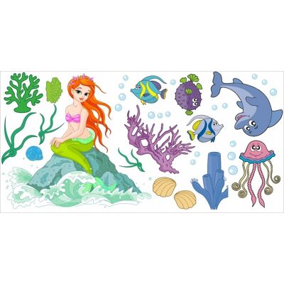 Naklejkolandia Naklejki na ścianę dla dzieci syreny Syrenka 27, 100x50 cm Naklejkolandia Naklejki na ścianę dla dzieci syreny Syrenka 27, 100x50 cm