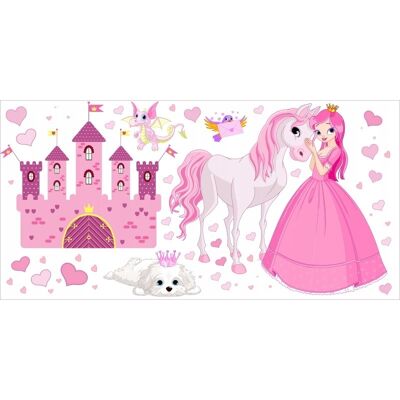 Naklejkolandia Naklejki na ścianę dla dzieci zamek Księżniczka 4, 100x50 cm Naklejkolandia Naklejki na ścianę dla dzieci zamek Księżniczka 4, 100x50 cm
