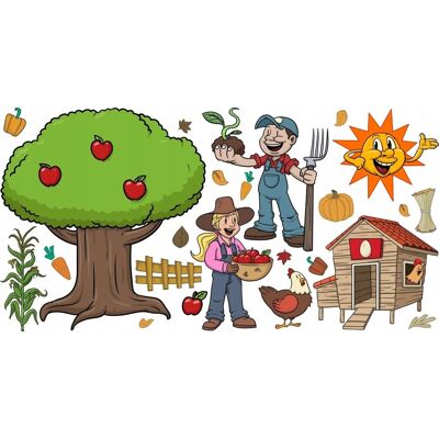 Naklejkolandia Naklejki na ścianę dla dzieci zwierzaki Farma 5, 200x100 cm Naklejkolandia Naklejki na ścianę dla dzieci zwierzaki Farma 5, 200x100 cm