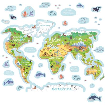 Inny producent naklejki na ścianę MAPA ŚWIATA naklejka edukacyjna dla dzieci 50x100cm Inny producent naklejki na ścianę MAPA ŚWIATA naklejka edukacyjna dla dzieci 50x100cm
