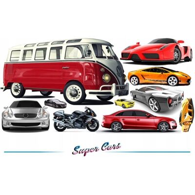 Naklejkolandia Naklejki na ścianę z samochodami - Super Cars 11, 200x100 cm Naklejkolandia Naklejki na ścianę z samochodami - Super Cars 11, 200x100 cm