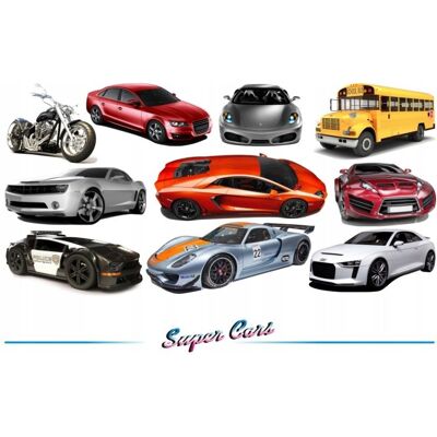 Naklejkolandia Naklejki na ścianę z samochodami - Super Cars 4, 200x100 cm Naklejkolandia Naklejki na ścianę z samochodami - Super Cars 4, 200x100 cm