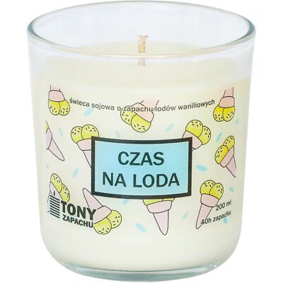 Cup&You Naturalna świeca sojowa Czas na Loda o zapachu wyrazistej wanilii, w szklanym naczyniu, idealna jako podarunek, prezent dla przyjaciół, mamy, taty Cup&You Naturalna świeca sojowa Czas na Loda o zapachu wyrazistej wanilii, w szklanym naczyniu, idealna jako podarunek, prezent dla przyjaciół, mamy, taty