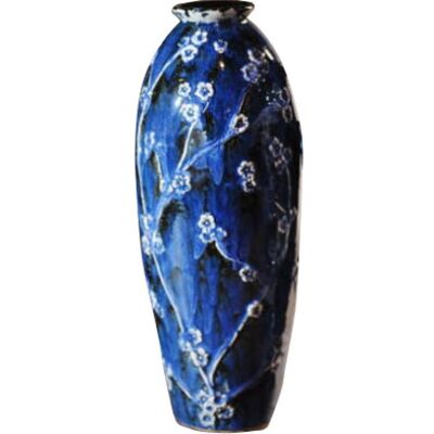 Inny producent Niebieski Wazon Ceramiczny z Motywem Ukwieconych G Inny producent Niebieski Wazon Ceramiczny z Motywem Ukwieconych G