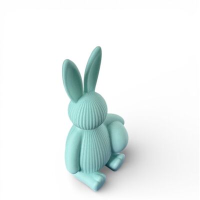 GALOPI Nowoczesna dekoracja wielkanocna Ribbed Bunny with Egg – figurka zajączka 3D - błękit GALOPI Nowoczesna dekoracja wielkanocna Ribbed Bunny with Egg – figurka zajączka 3D - błękit