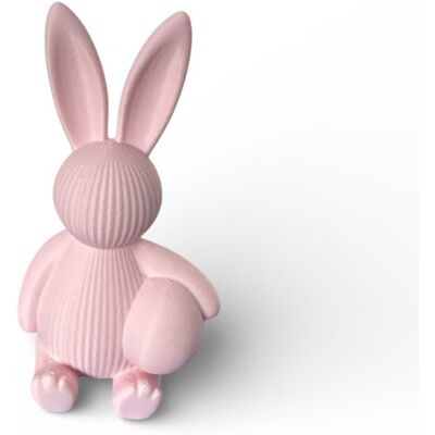 GALOPI Nowoczesna dekoracja wielkanocna Ribbed Bunny with Egg – figurka zajączka - różowy GALOPI Nowoczesna dekoracja wielkanocna Ribbed Bunny with Egg – figurka zajączka - różowy