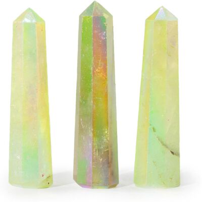 ANCIENT WISDOM Obelisk z Barwionego Kwarcu Skalnego - Bladozielona Aura (ok. 9 cm) ANCIENT WISDOM Obelisk z Barwionego Kwarcu Skalnego - Bladozielona Aura (ok. 9 cm)