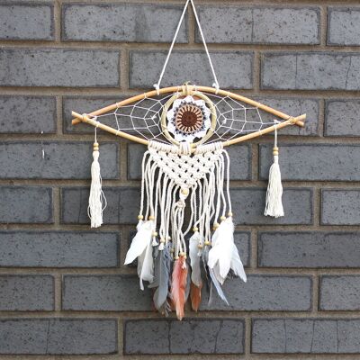 ANCIENT WISDOM Ochronny Dreamcatcher - Makrama - Evil Eye brązowy ANCIENT WISDOM Ochronny Dreamcatcher - Makrama - Evil Eye brązowy