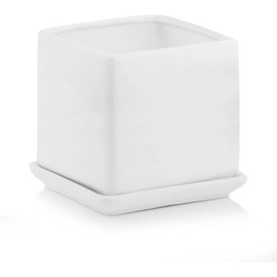 POLNIX OSŁONKA DONICZKA CERAMICZNA Z PODSTAWKĄ BIAŁA KWADRATOWA 20X20 CM POLNIX OSŁONKA DONICZKA CERAMICZNA Z PODSTAWKĄ BIAŁA KWADRATOWA 20X20 CM