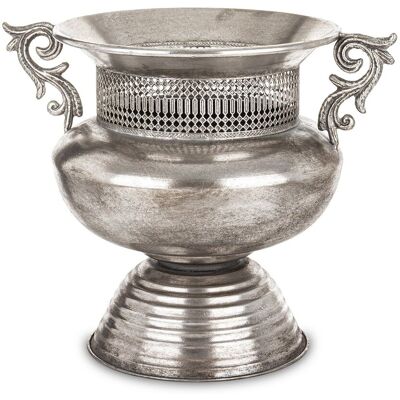 ART Osłonka Srebrny Metalowy Wazon Dekoracja Ozdoba Retro Loft Postarzany ART Osłonka Srebrny Metalowy Wazon Dekoracja Ozdoba Retro Loft Postarzany