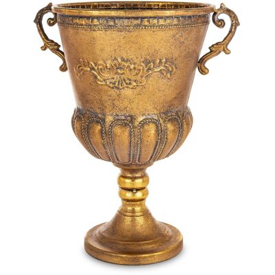 ART Osłonka Wazon Flakon Na Nóżce Złoty Postarzany Retro Loft Metal Antyk ART Osłonka Wazon Flakon Na Nóżce Złoty Postarzany Retro Loft Metal Antyk
