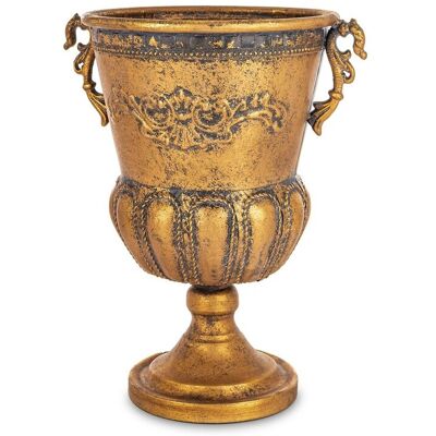 ART Osłonka Złoty Metalowy Wazon Flakon Puchar Retro Loft Postarzany z Uchwytem ART Osłonka Złoty Metalowy Wazon Flakon Puchar Retro Loft Postarzany z Uchwytem