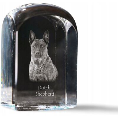 ART Owczarek holenderski, Dutch Shepherd Dog - kryształowa kostka ze zdjęciem, ART Owczarek holenderski, Dutch Shepherd Dog - kryształowa kostka ze zdjęciem,
