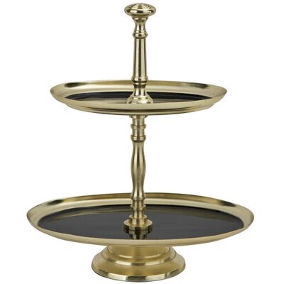 ART Patera dwupoziomowa metalowa owalna czarno-złota ART Patera dwupoziomowa metalowa owalna czarno-złota