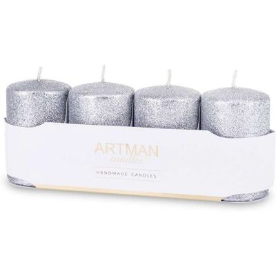 ART Pl Świeca 4-Pack Brokat Srebrny ART Pl Świeca 4-Pack Brokat Srebrny