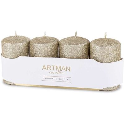ART Pl Świeca 4-Pack Brokat Złoty ART Pl Świeca 4-Pack Brokat Złoty