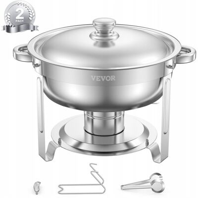 PODGRZEWACZ DO POTRAW VEVOR CHAFFER BUFET 2X5QT STAL NIERDZEWNA SILVER PODGRZEWACZ DO POTRAW VEVOR CHAFFER BUFET 2X5QT STAL NIERDZEWNA SILVER